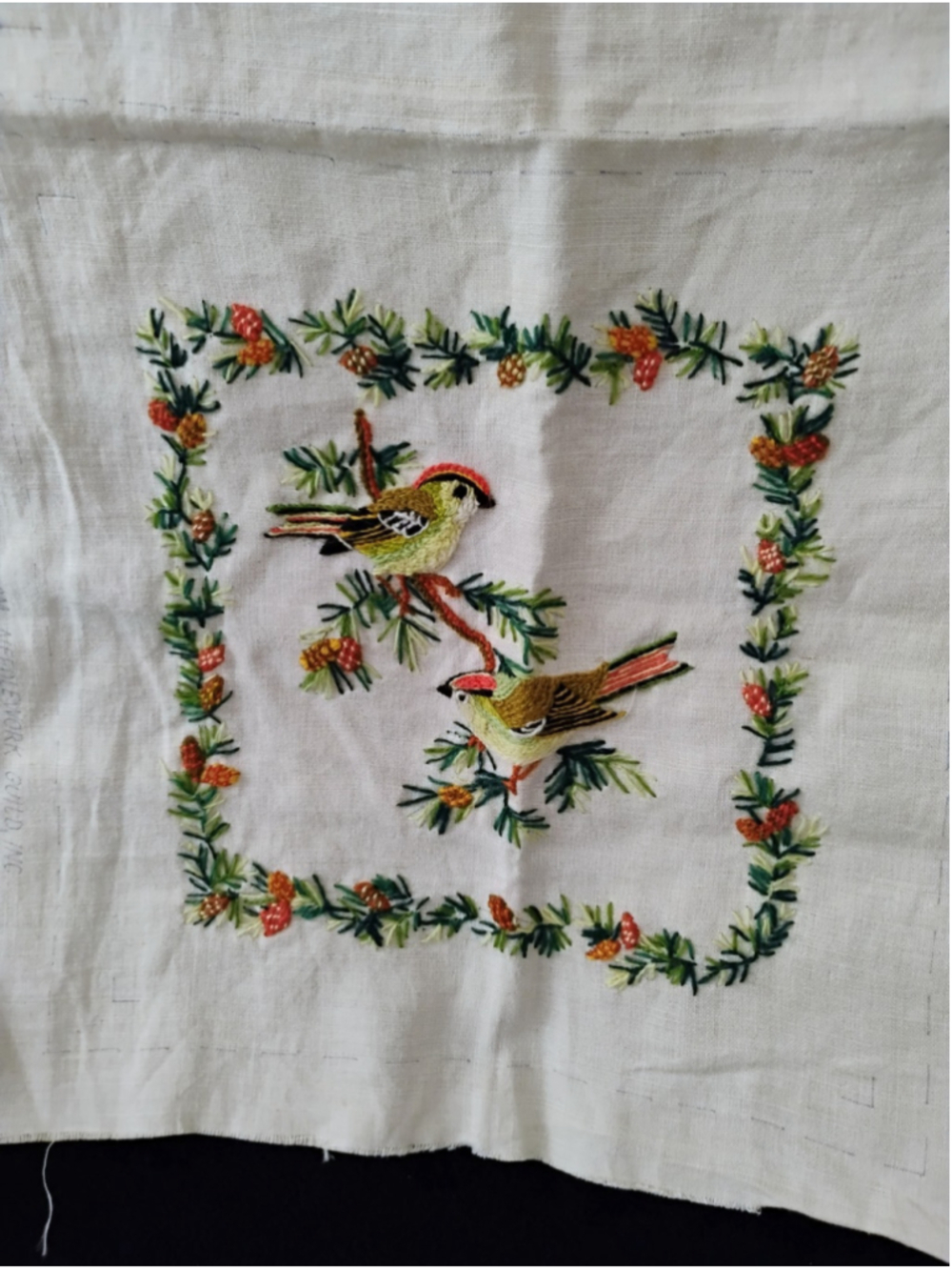 HIAWATHA HEIRLOOM NEEDLEWORKS no 6454/1 Birds * Pillow Cover Unfinished
